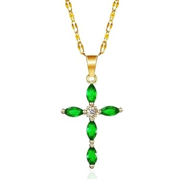 Collar Cruz Esmeralda | Oro