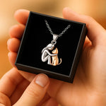 Necklace with hugging cat pendant