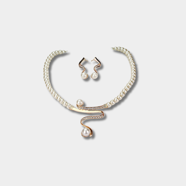 Susanna - Collar de perlas naturales + set de pendientes