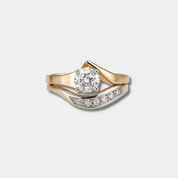 Karolína - Gold and Silver Irregular Zircon Vintage Ring