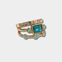 Herta - Conjunto de Anillos Vintage de Cristal Azul