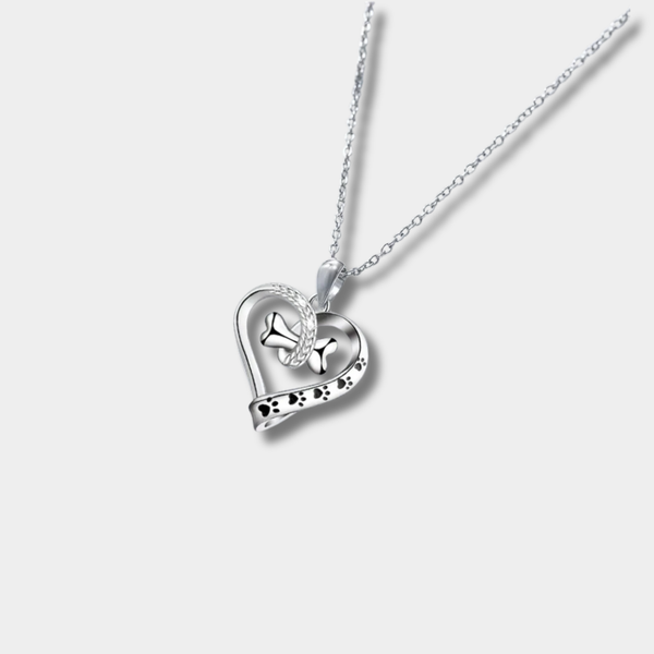 Conjunto de joyería de 2 piezas con colgantes de huella, corazón y hueso