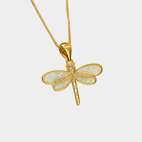 Gold Butterfly Opal Necklace