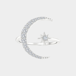 Anillo de plata con motivo de luna y estrellas