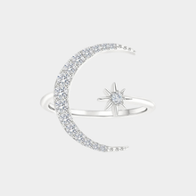 Anillo de plata con motivo de luna y estrellas
