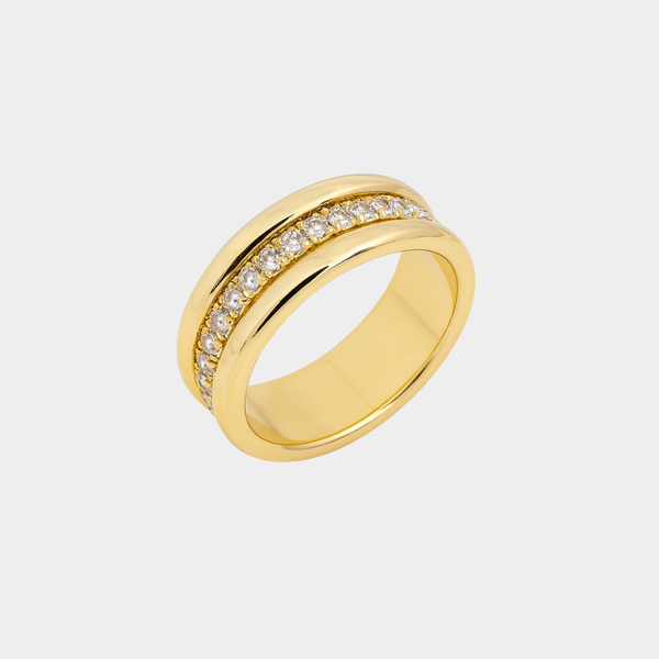 Anillo elegante de circonio con doble inserción