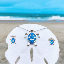 Opal and Sterling Silver Sea Turtle Necklace and Earrings