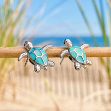 Pendientes de Tortuga Marina en Ópalo y Plata