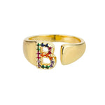B - Anillo inicial de acero inoxidable dorado