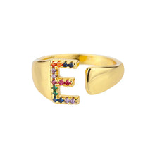 E - Anillo inicial de acero inoxidable dorado