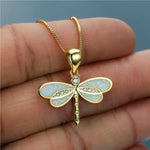Gold Butterfly Opal Necklace