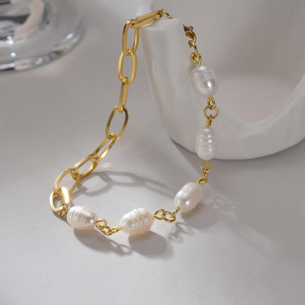 Olivia – Pulsera de perlas brillantes con corazón.