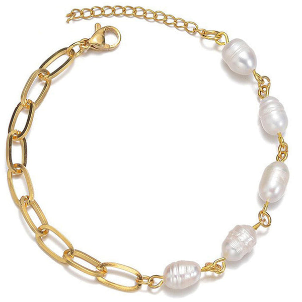 Olivia – Pulsera de perlas brillantes con corazón.