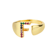 F - Anillo inicial de acero inoxidable dorado