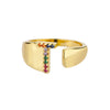 T - Anillo inicial de acero inoxidable dorado