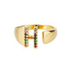 H - Anillo de acero inoxidable dorado con inicial