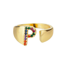 P - Anillo Inicial de Acero Inoxidable de Oro
