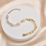 Olivia – Pulsera de perlas brillantes con corazón.