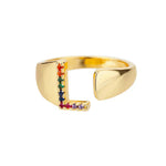 L - Anillo inicial de acero inoxidable dorado