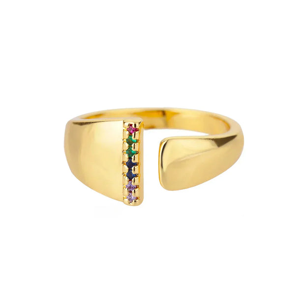 I - Anillo inicial de acero inoxidable dorado