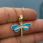 Gold Butterfly Opal Necklace