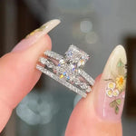Jaily Conjunto de anillos de boda de 3 piezas