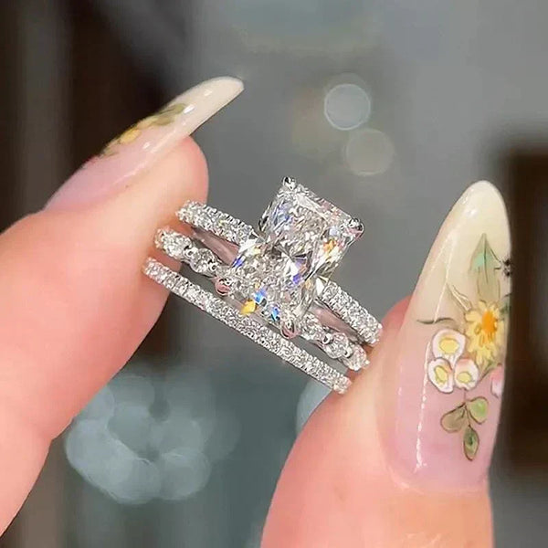Jaily Conjunto de anillos de boda de 3 piezas