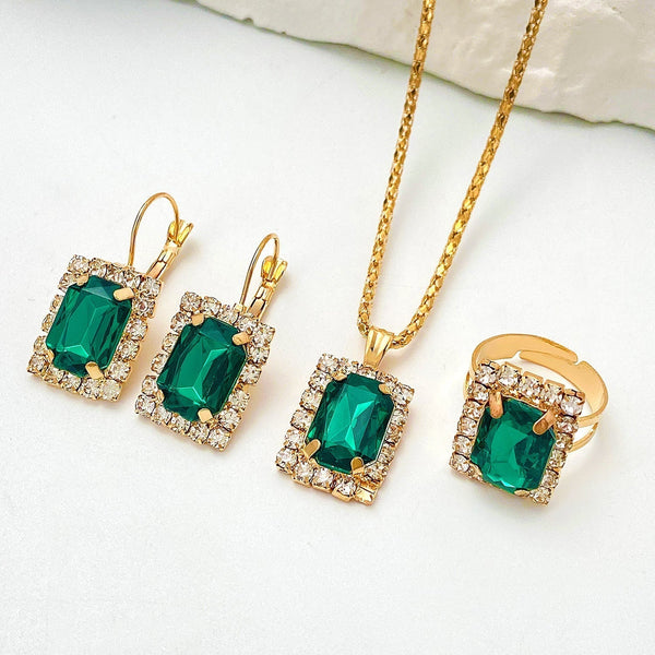 Conjunto de Joyería Sylvara Greenveil | Oro Blanco