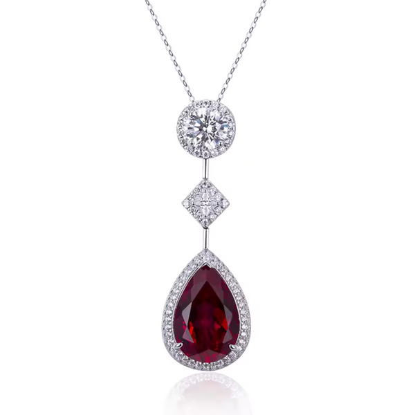 Pavla – Colgante con rubí y delicado marco de cristal.
