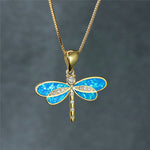 Gold Butterfly Opal Necklace
