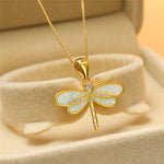Gold Butterfly Opal Necklace