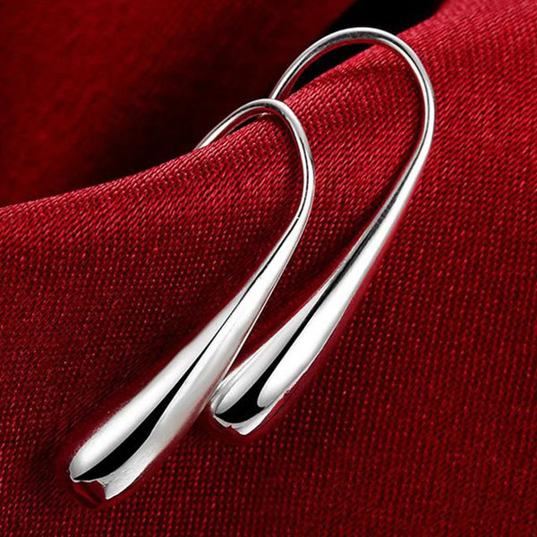 Pendientes en forma de gotas de agua de plata esterlina