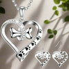Conjunto de joyería de 2 piezas con colgantes de huella, corazón y hueso