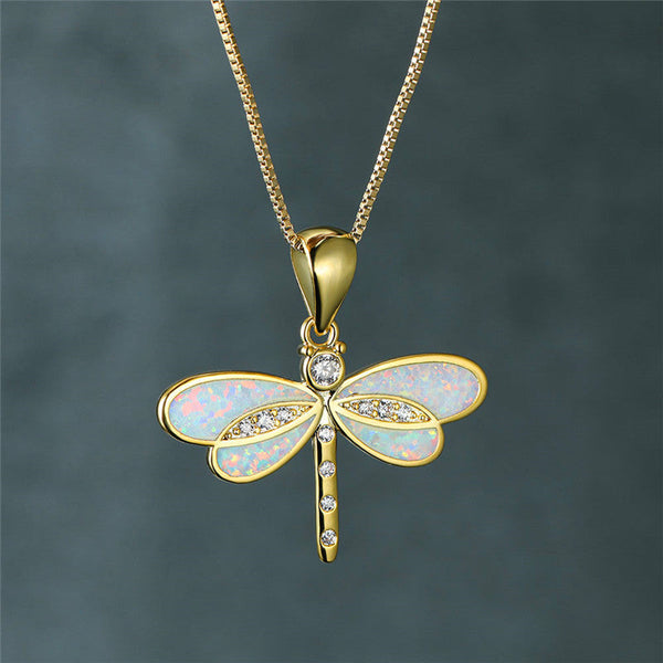 Gold Butterfly Opal Necklace