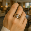 Štěpánka - Anillo de oro vintage con zirconia incrustada