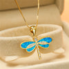 Gold Butterfly Opal Necklace