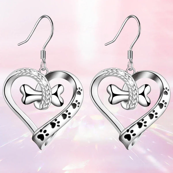 Conjunto de joyería de 2 piezas con colgantes de huella, corazón y hueso