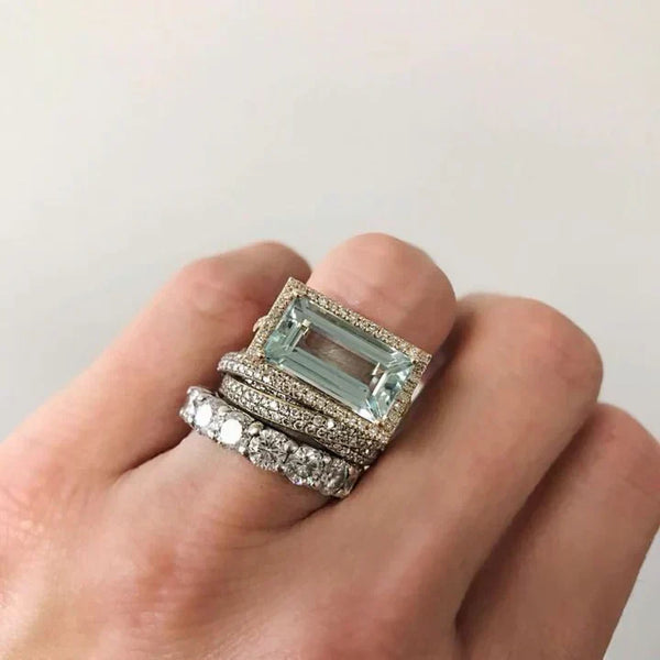 Gabriele - Anillo de vidrio turquesa vintage