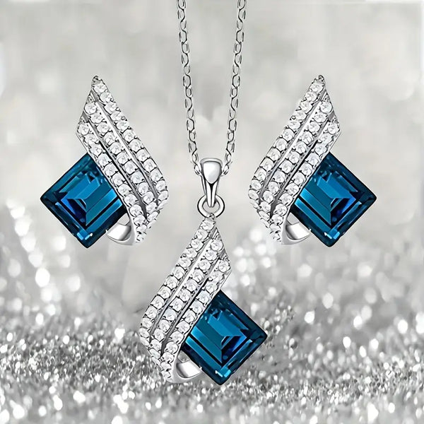 Marlena – Conjunto de joyas con zafiro cuadrado.
