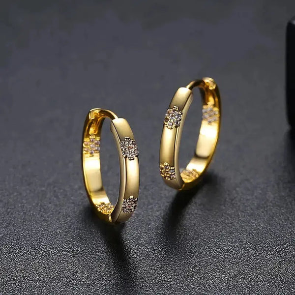 Aurelie - Pendientes de flores dorados vintage