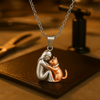 Necklace with hugging cat pendant