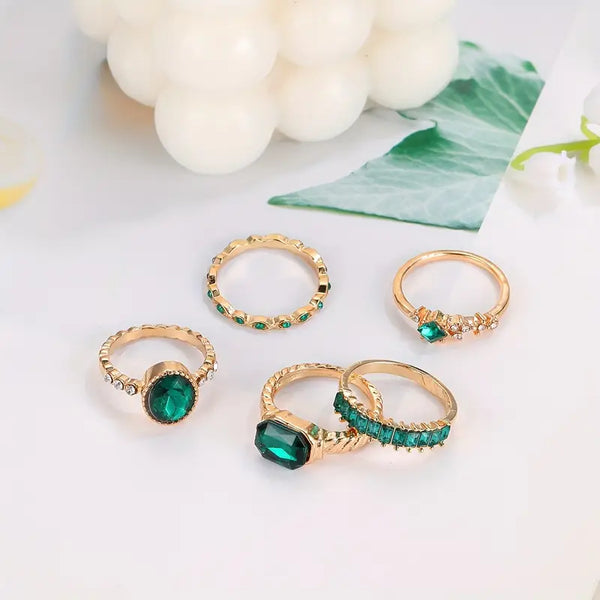 Melanie - Conjunto de anillos exclusivo de esmeralda