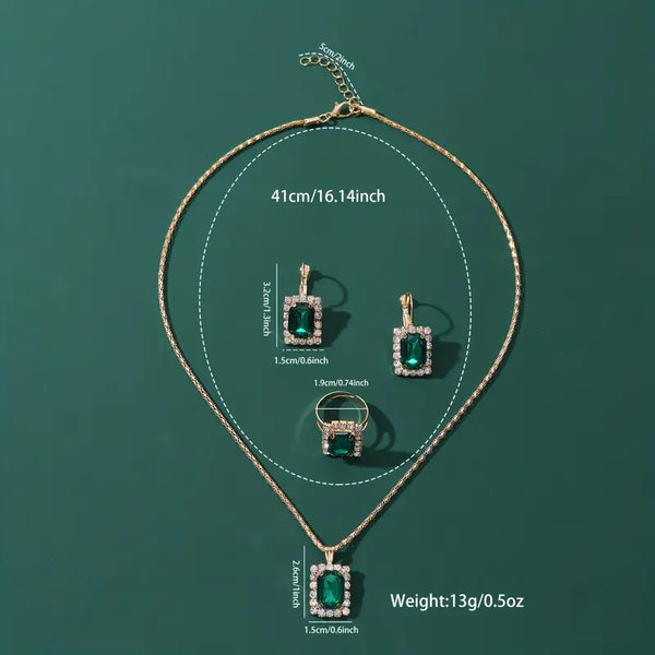 Conjunto de Joyería Sylvara Greenveil | Oro Blanco