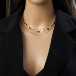 Collar Retro de Doble Capa Sorella Gem | Oro