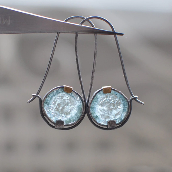 Pendientes de Cristal Oceánico Vintage