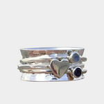 Anillo de Plata con Corazón Rotatorio Elegante