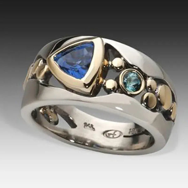 Leona - Anillo Vintage de Cristal Azul