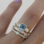 Herta - Conjunto de Anillos Vintage de Cristal Azul