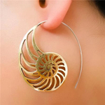 Pendientes de Concha Espiral Dorada Vintage