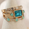 Herta - Conjunto de Anillos Vintage de Cristal Azul